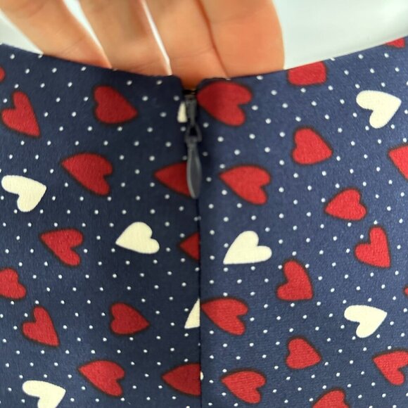 Talbots Ruffle Dress Size 20W Navy Blue Heart Print - Picture 4 of 10